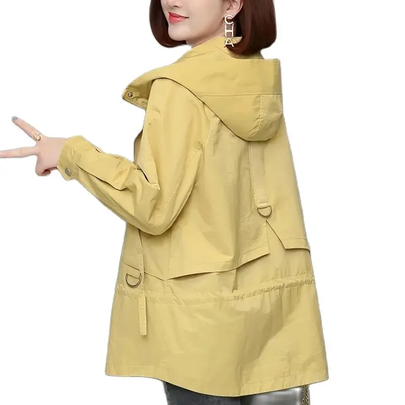 

Ветровка для женщин старшего и среднего возраста, весна-осень 2023, пальто, куртка, свободная повседневная верхняя одежда с капюшоном и подкладкой, Женская Корейская верхняя одежда Versio