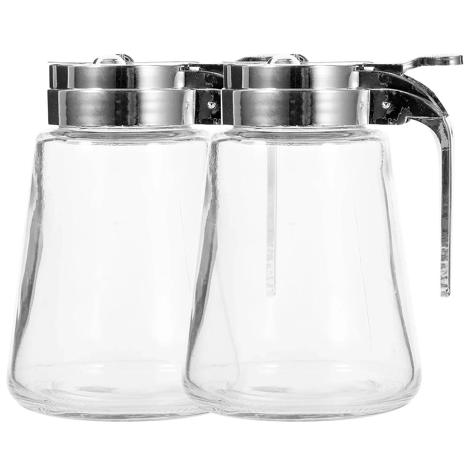 

2 Pcs Syrup Jars Sugar Pot Condiment Dispenser Maple Creamer Clear Glass Salad Dressing