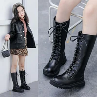 kids boots girls long boots black fashion 2022 autumn winter children motorcycle boots classic rubber boots high warm princess