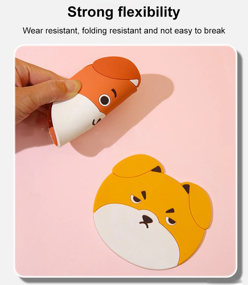 

Silicone Table Placemats Cute Puppy Anti-scalding Water Coasters Cartoon Non-slip Coasters Kitchen Home Decoration Supplies