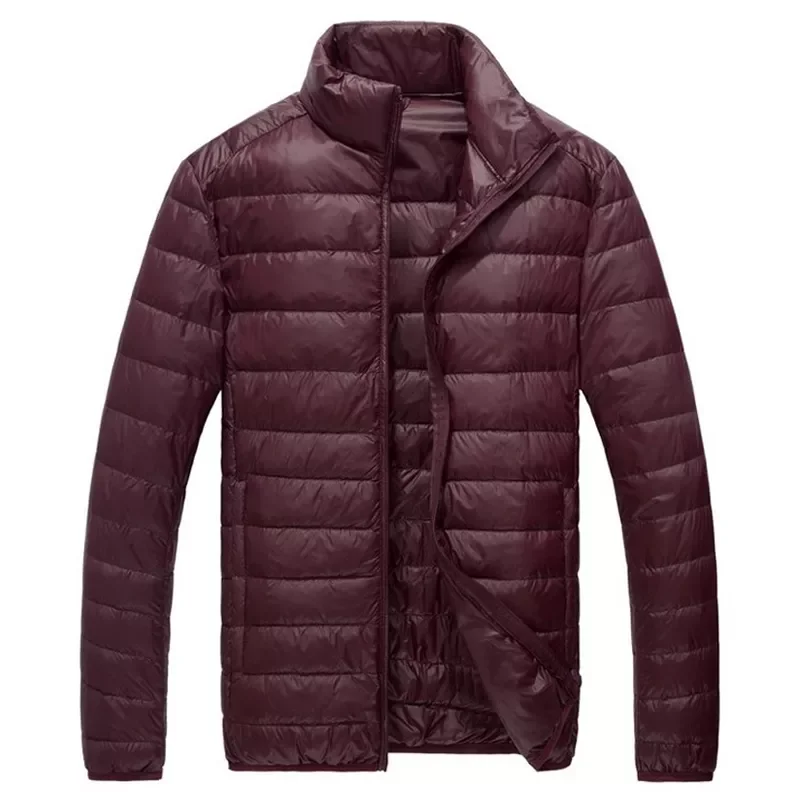 New2022 Jacket Autumn Winter New Fashion Stand Collar Short Large Ultra-thin Lightweight Youth Slim Coat Parka Male Clothing
