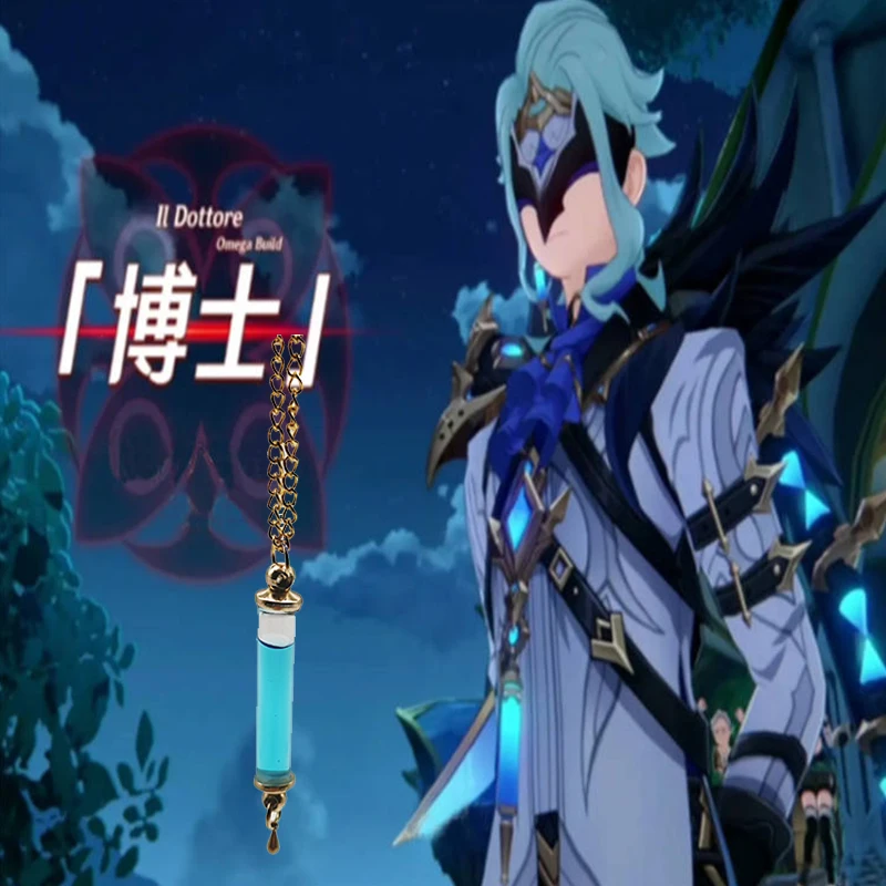 

Game Genshin Impact The Dottore Doctor Necklace Cosplay Flow Liquid Cylindrical Pendant Necklace Anime Cartoon Costume Jewelry