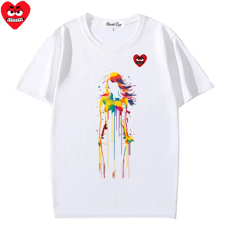 Женская и мужская футболка с принтом для девочек хлопковая милая прямая летняя