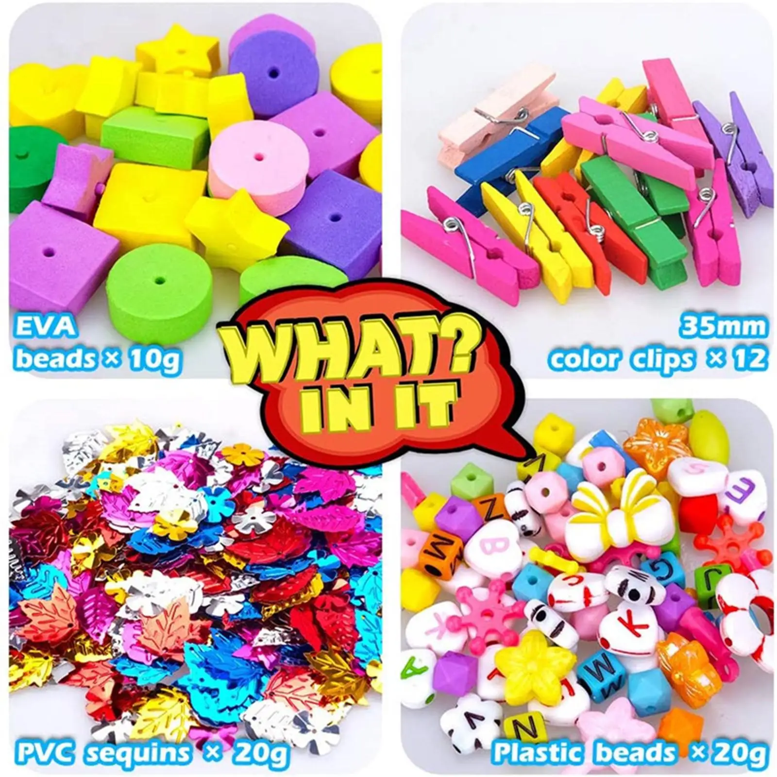 

1200-Pack DIY Material Making Kit Crafting Materials Plastic Bead, Eyes and Color pompoms for Homeschool