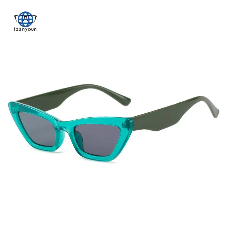 

Teenyoun New Sunglasses Luxury Brand Punk Cat Eye Small Frame Sun Glasses Ins UV400 Con