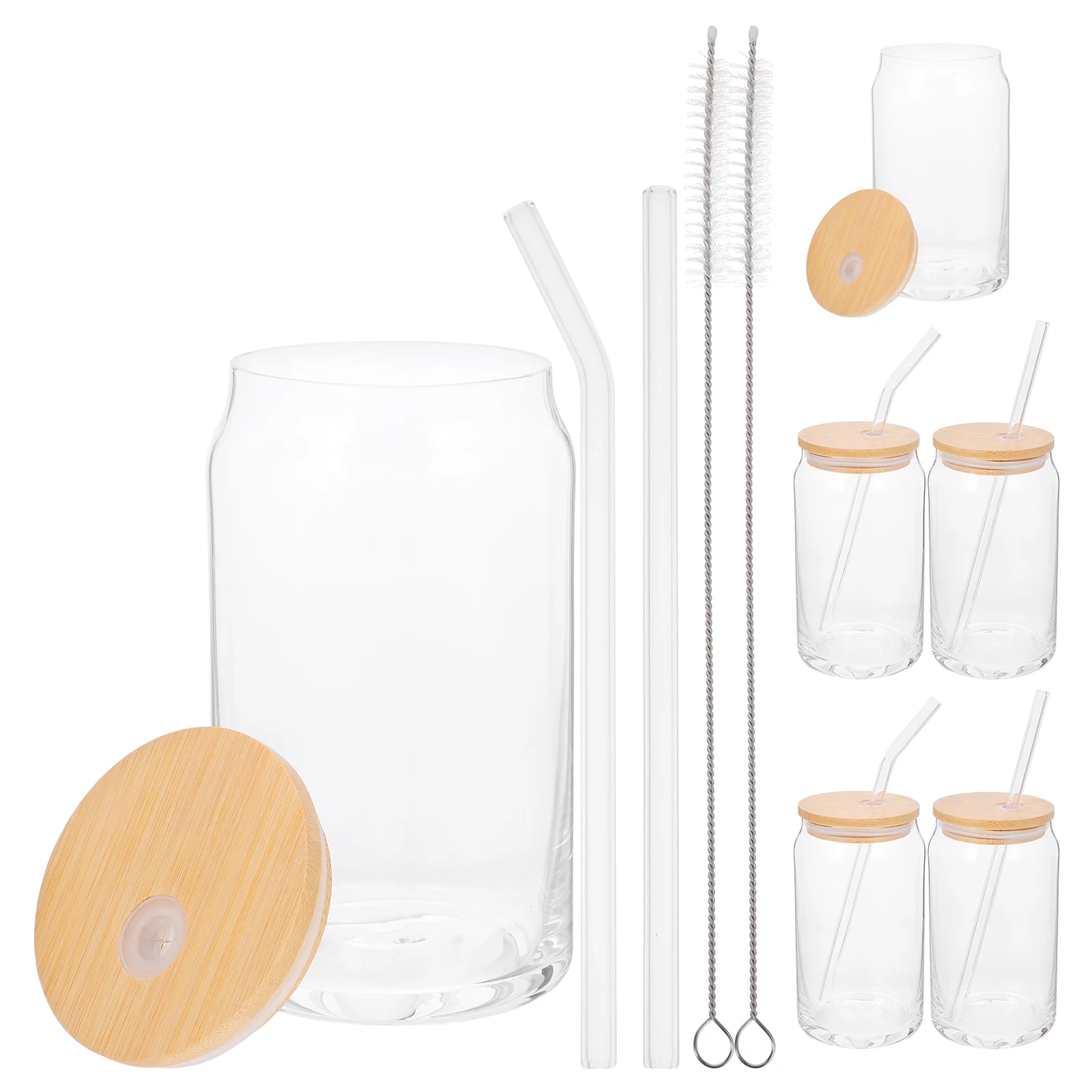 

Cups Glass Juicing Bottles Reusable Beer Can Lids Straw Bulk Shaped Glasses
