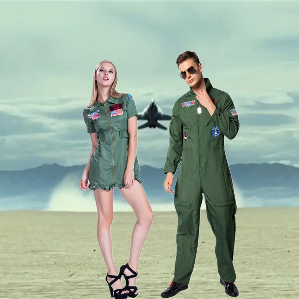 Костюм военного пилота армейского зеленого флота косплей Хэллоуин полетные