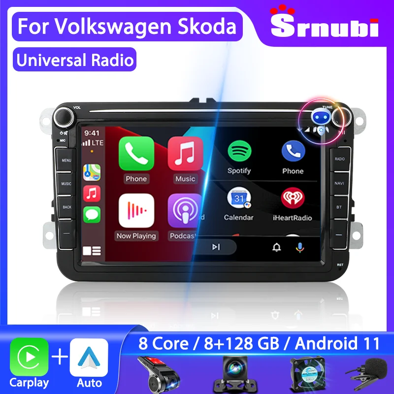 Srnubi 8" Android Car Radio for VW Volkswagen Skoda Polo Golf Passat B7 B6 Jetta Octavia Seat Multimedia Player 2din CarPlay DVD