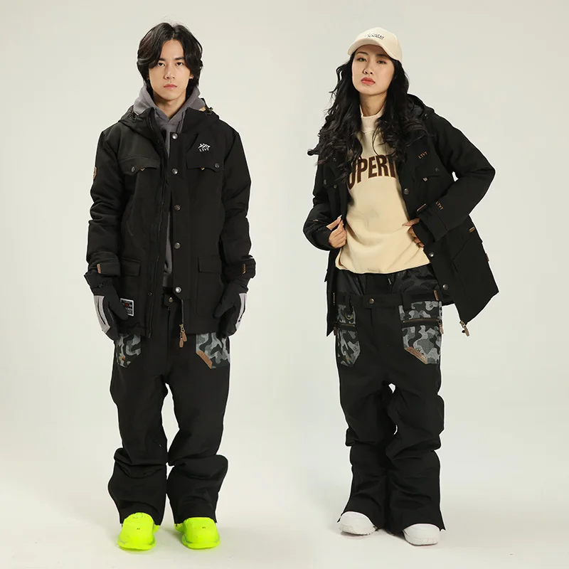 Couple ski clothing tooling double board single board double board waterproof ski set fitting men and women jacket + pants