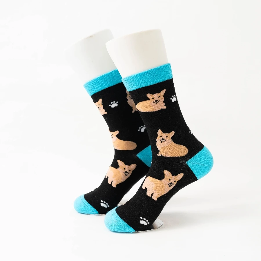 1 пара осенне-зимних мужских Хлопковых Носков MYORED с рисунком собачьих лап