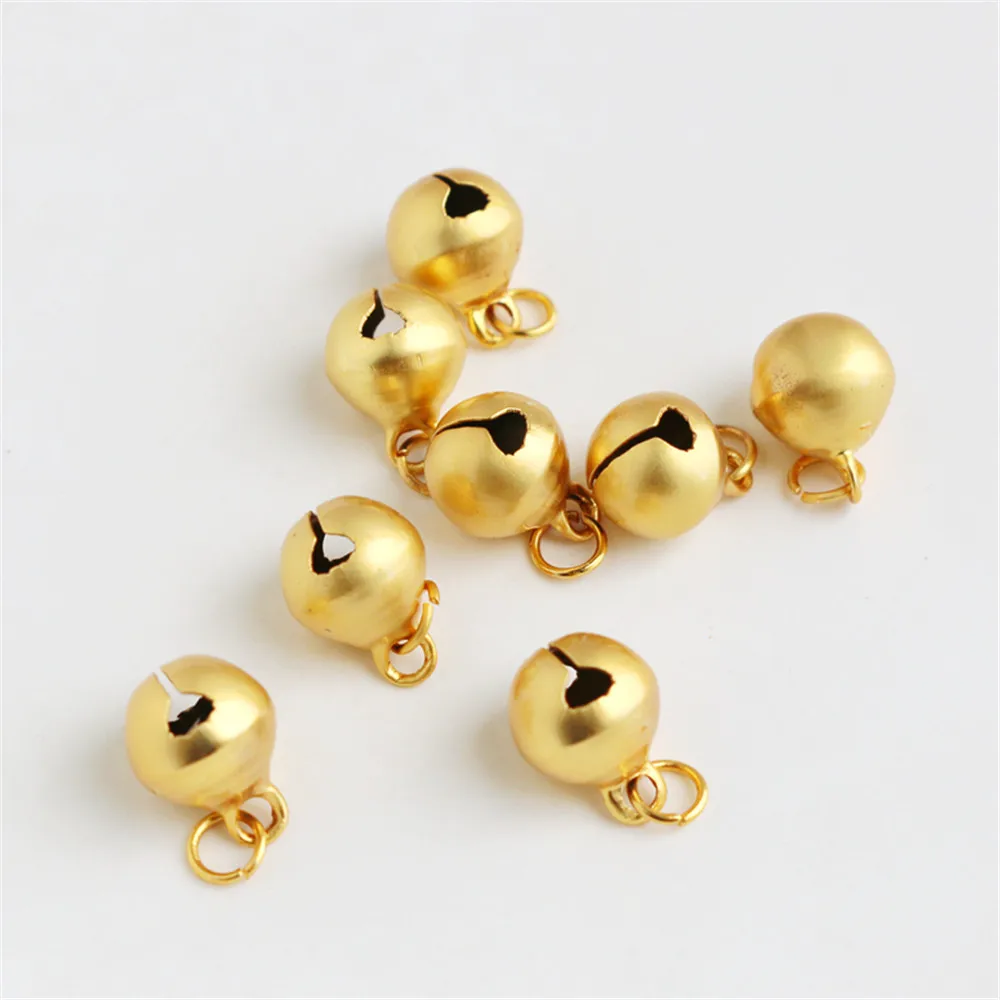 

18K dumb gold color preserving round small pendant bell 6/8/10mm pendant DIY bracelet necklace handmade jewelry accessories