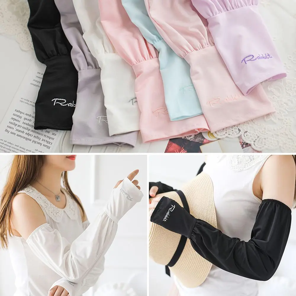 

1 Pair Sunscreen Driving Cycling Ice Silk Sleeves Women Summer Loose Thin UV Protection Sleeves Arm Gloves Women Men Ice Sleeves