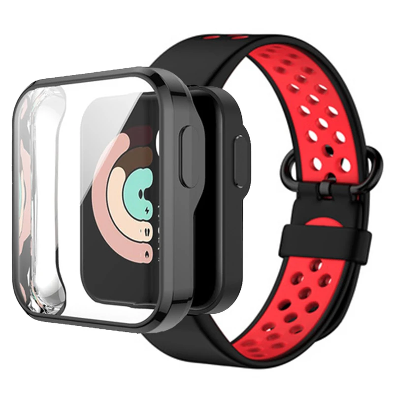 

Стекло + сменный спортивный ремешок для XiaoMi Mi Watch Lite, силиконовые дышащие ремешки для часов Mi Watch Lite, браслет для часов