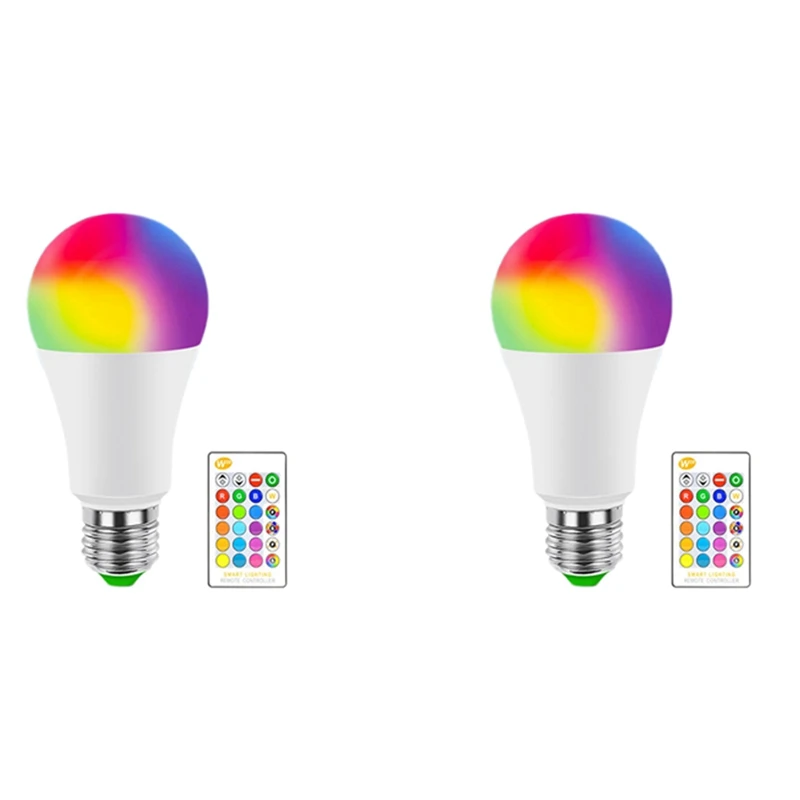 

Умная Светодиодная лампа E27 2 шт., осветительный прибор с RGB-подсветильник кой, 7 Вт, яркая светодиодная лампа, меняющая цвет, RGBW, белый свет