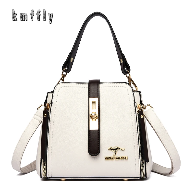 

Designer Style Women's Handbag Lock Buckle Design Colorblock Ladies Shoulder Bags High Quality Bucket Bag Retro Small Square Bag