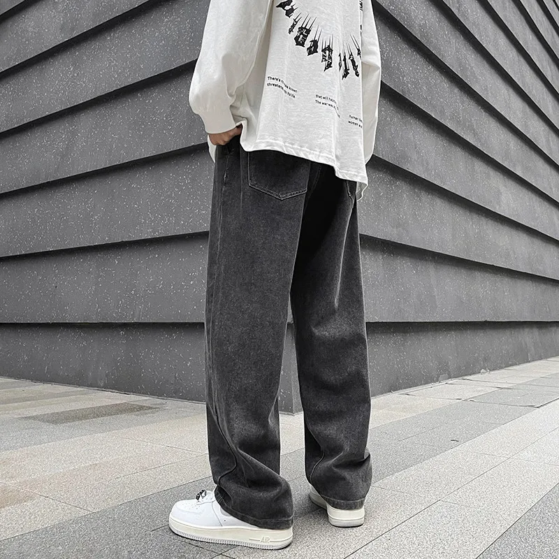 Men's Black Jeans Brand 2022 New Spring Hip Hop Streetwear Korean Wide Leg Jeans Men Pants Fashion Y2K Straight Casual Jeans Men