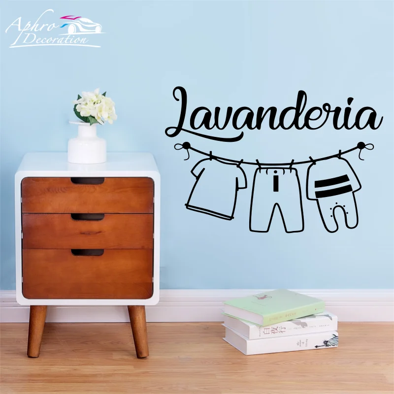 Итальянские слова Lavanderia Настенная Наклейка Panni Stesi настенные наклейки стирка