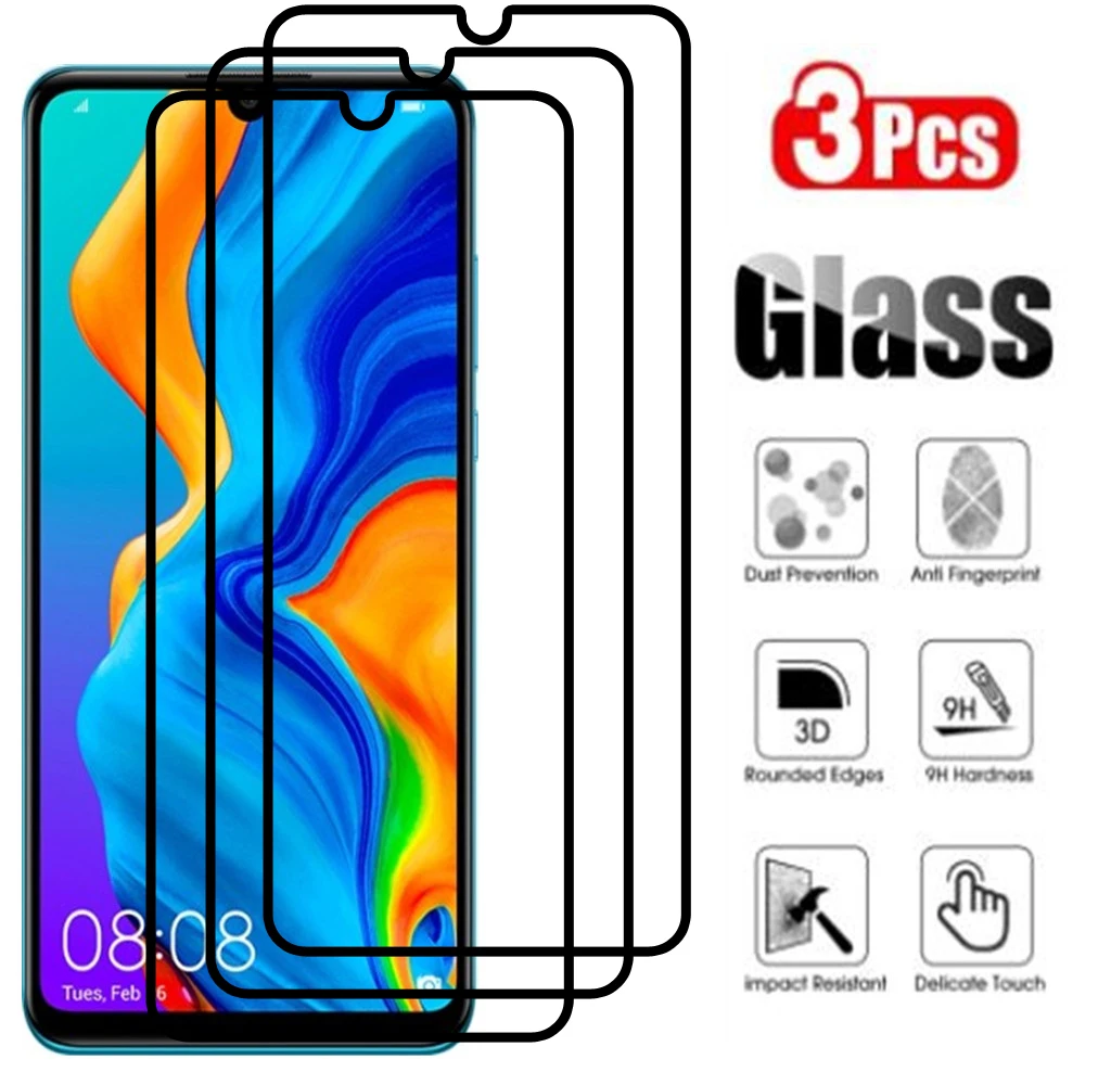 

3PCS Full Coverage Tempered Protective glass on For Huawei p30 Lite Screen Protector glas for huawei huawey p 30 lite light film