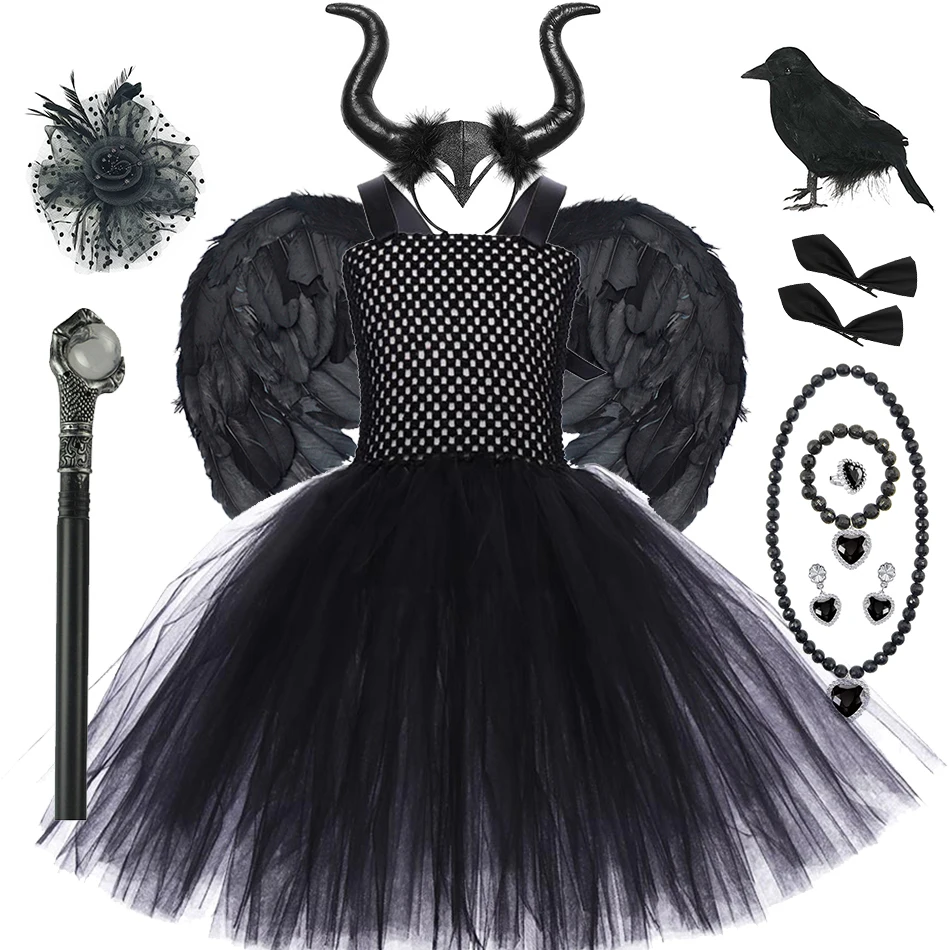 Детское платье-пачка для косплея на Хэллоуин с ведьмой