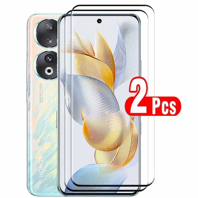 Изогнутое защитное стекло 9D для Honor 90 Honar Xonor Honor90, защита экрана, закаленная пленка, чехол для телефона 6,7 дюйма, 2 шт.