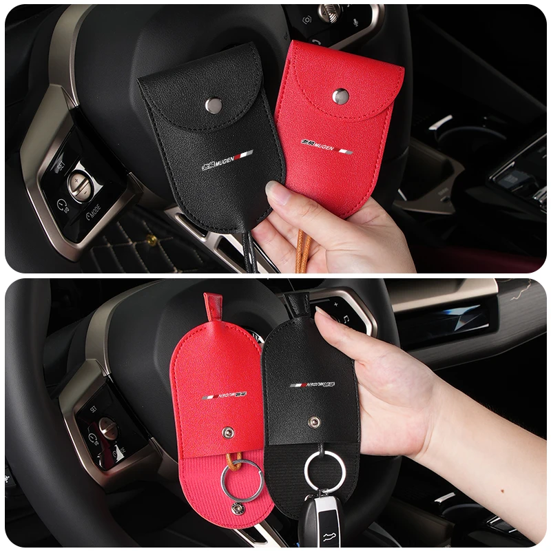 Чехол для автомобильного ключа кожаный чехол ключей Honda Mugen Power Civic 5D Accord 8 CRV Fit TypeR