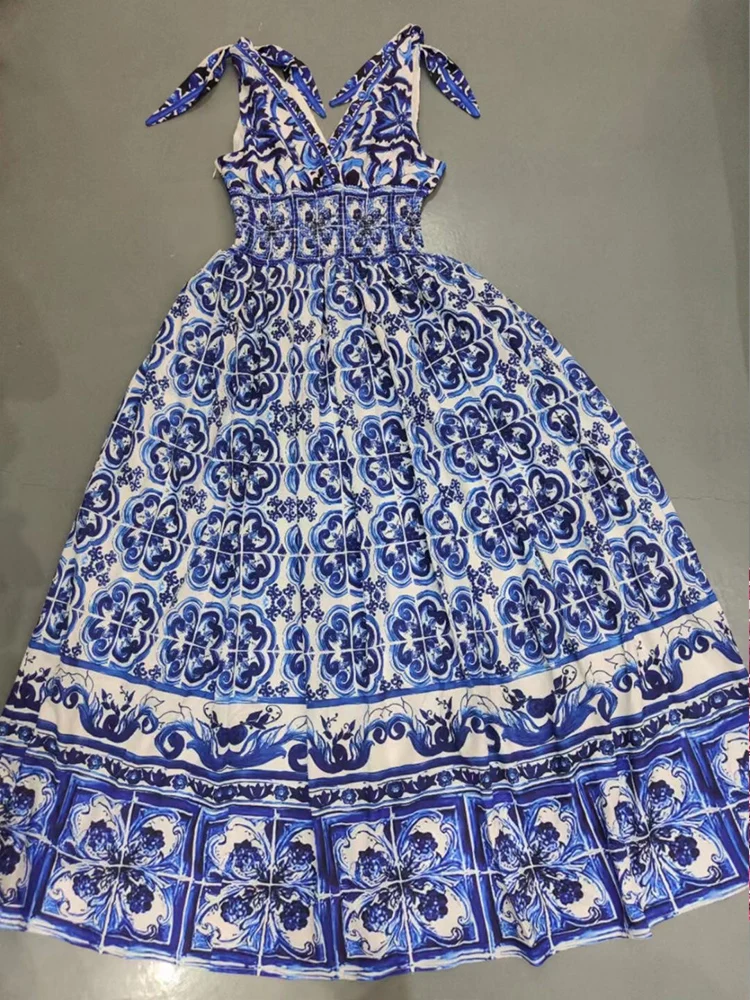 Роскошное ретро-принтное сексуальное модное платье с v-образным вырезом и