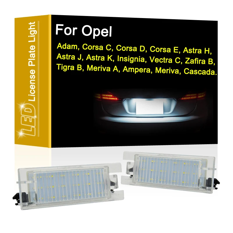 

12V White LED License Number Plate Light Assembly For Opel Adam Corsa Astra Insignia Vectra Zafira Tigra Meriva Cascada Ampera