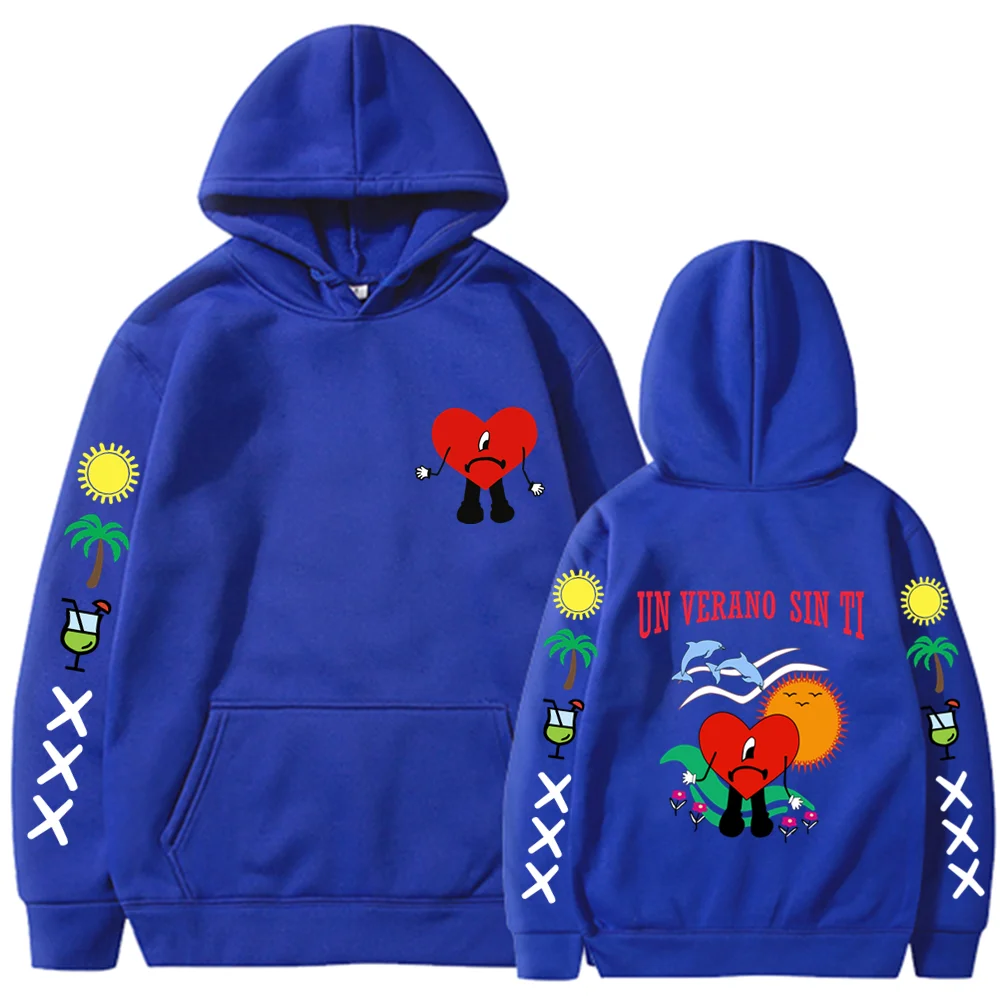 Bad Bunny UN VERANO SIN TI Graphics Double Sided Print Hoodie Men's Women Oversized Sweatshirts Unisex Pullover Streetwear Coats