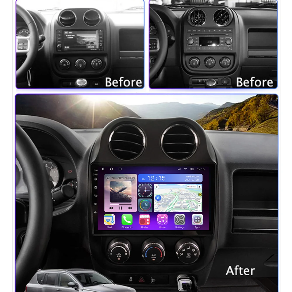 Автомагнитола JUSTNAVI для JEEP Compass Patriot 2010-2016 Android 2din автомобильное радио стерео