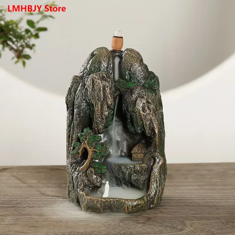 

Landscape Waterfall Craft Gift Backflow Aromatherapy Stove Creative Resin Backflow Sandalwood Aromatherapy Stove Decoration