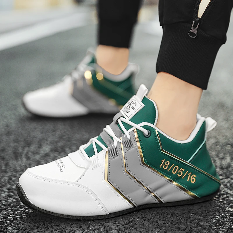 

Мужские кроссовки, новинка, Мужская Спортивная повседневная обувь для активного отдыха, кожаная модная дышащая обувь для бега и ходьбы, ...