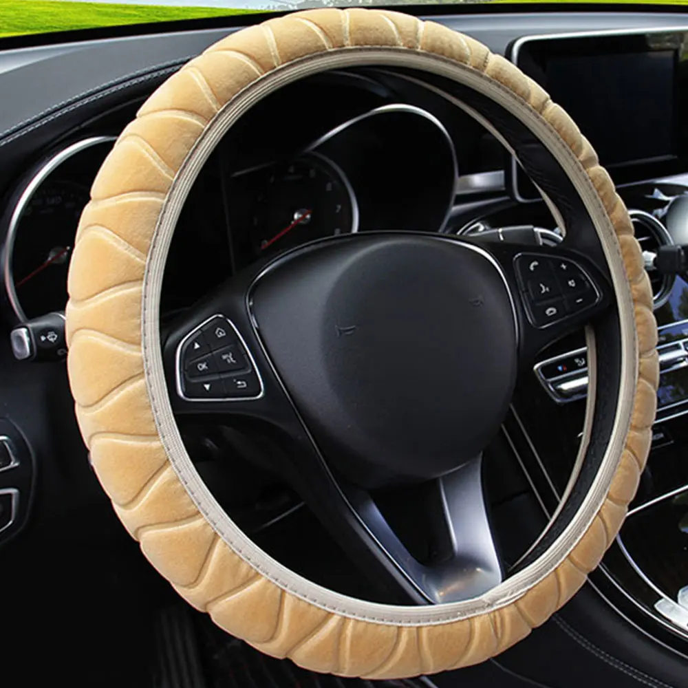 

7 цветов, теплый длинный шерстяной плюшевый чехол на руль автомобиля, удобный противоскользящий чехол для автомобильного стайлинга 36-39 см, руль