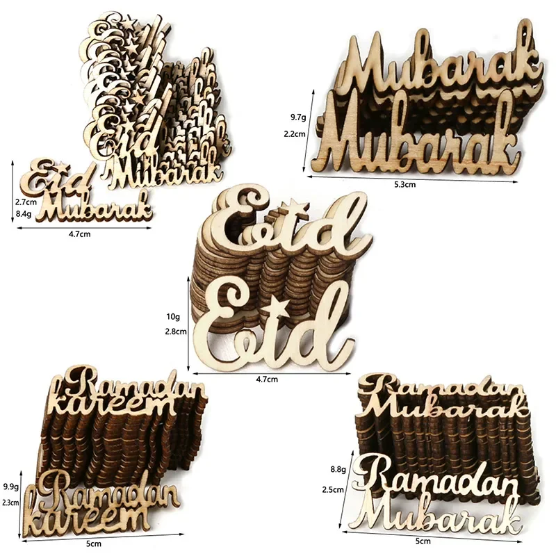 

Wooden Eid Mubarak Ramadan Wood Chips Laser Cut Wood Confetti Table Scatter Islam Mubarak Kareem Party Ornament Decor