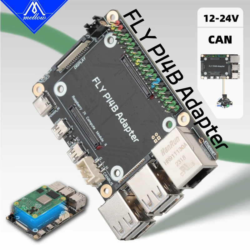Адаптер Mellow Fly PI4B: расширение CM4 в Raspberry Pi 4/3B для 3D-принтеров Klipper3D, с портом CAN, питанием в, Fpc Tft3.5/Hdmi