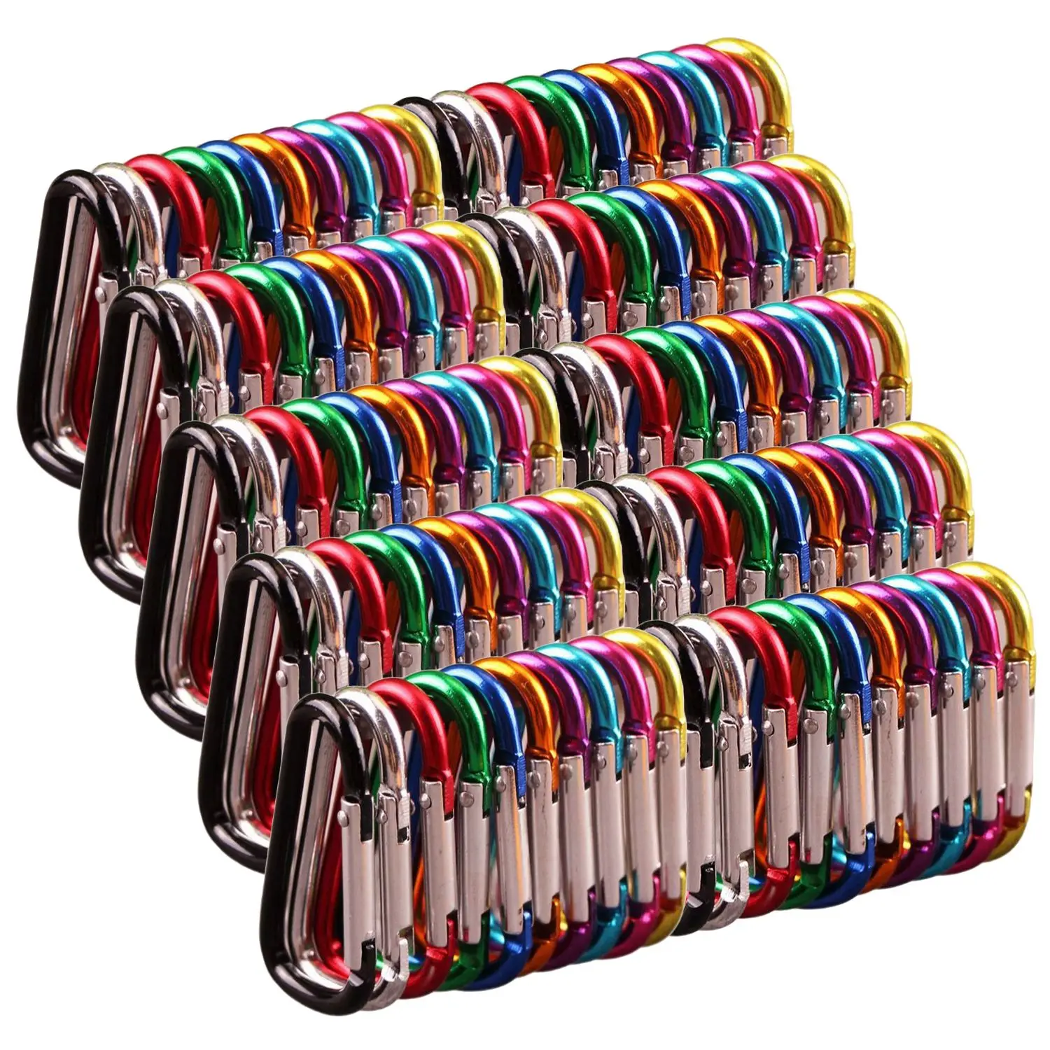 

Outdoor Hook Carabiner Climbing Colorful Random 100pcs/lot Alloy Buckle Hiking Keychain Safety Aluminium Camping Buckle Tools