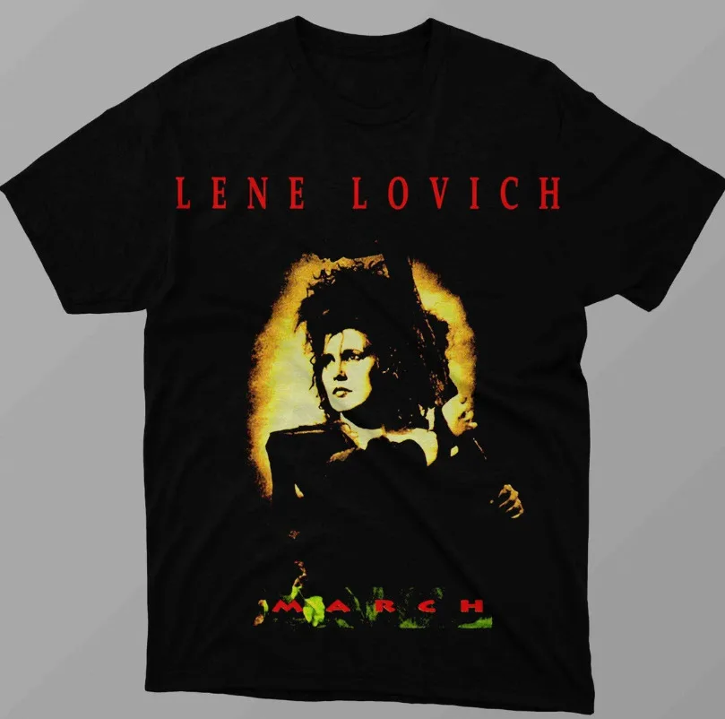 Vtg Lene Lovich Singer Тяжелая хлопковая черная полноразмерная футболка Mm1418