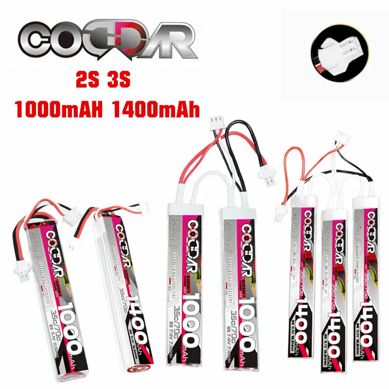 

CODDAR 2S 3S Lipo Battery 7.4V 11.1V 1000mAh 1400mAh 35C With SM Plug For Mini Air Gun BB Air Pistol Electric Toy Gun Batteries