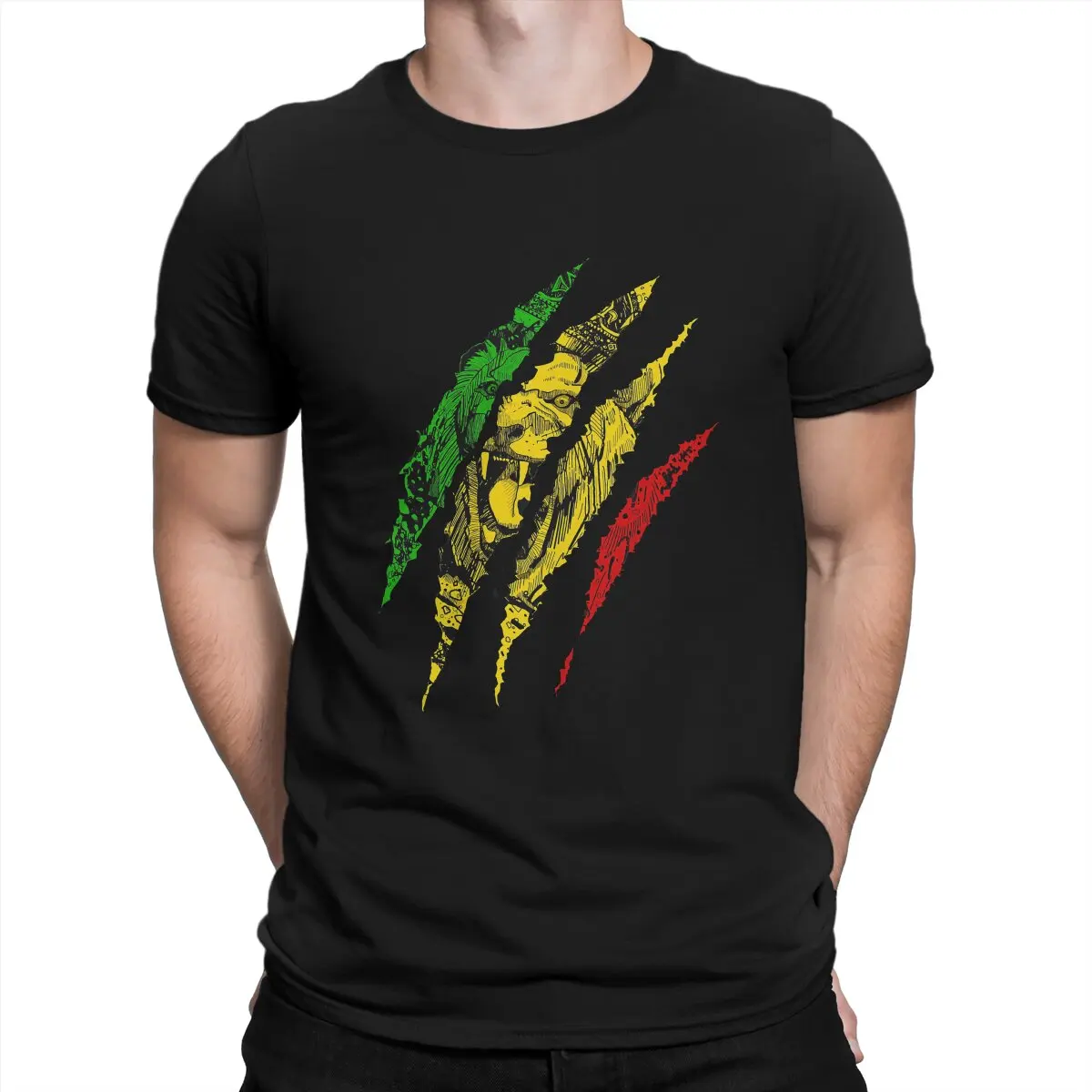 

Men T-Shirt Warrior Lion of Judah King Rasta Reggae Jamaica Roots 100% Cotton Tees Short Sleeve The Lion in the Bible T Shirt