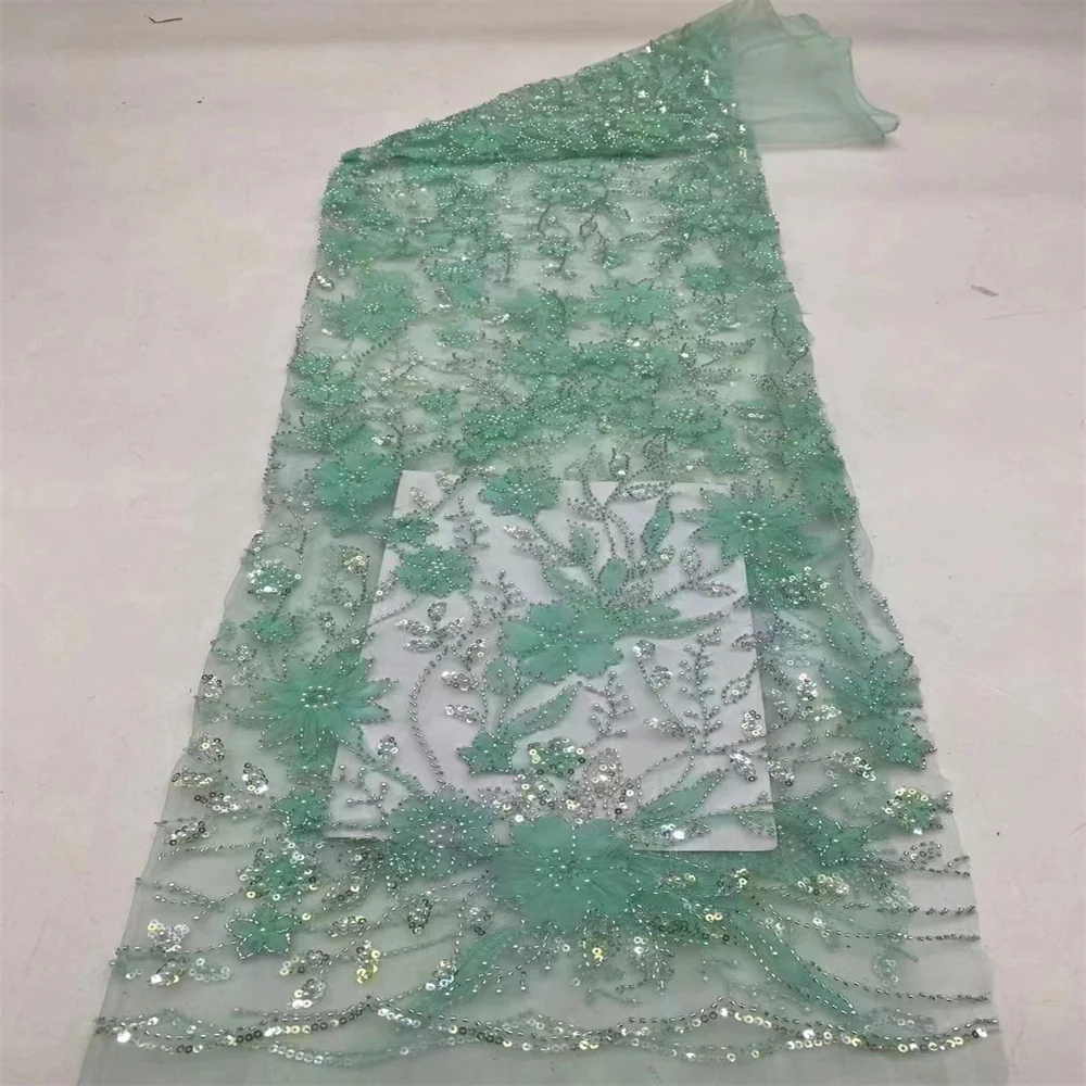Роскошные Блестки африканские бисерные кружева тюлевые ткани 2024 французская 3D