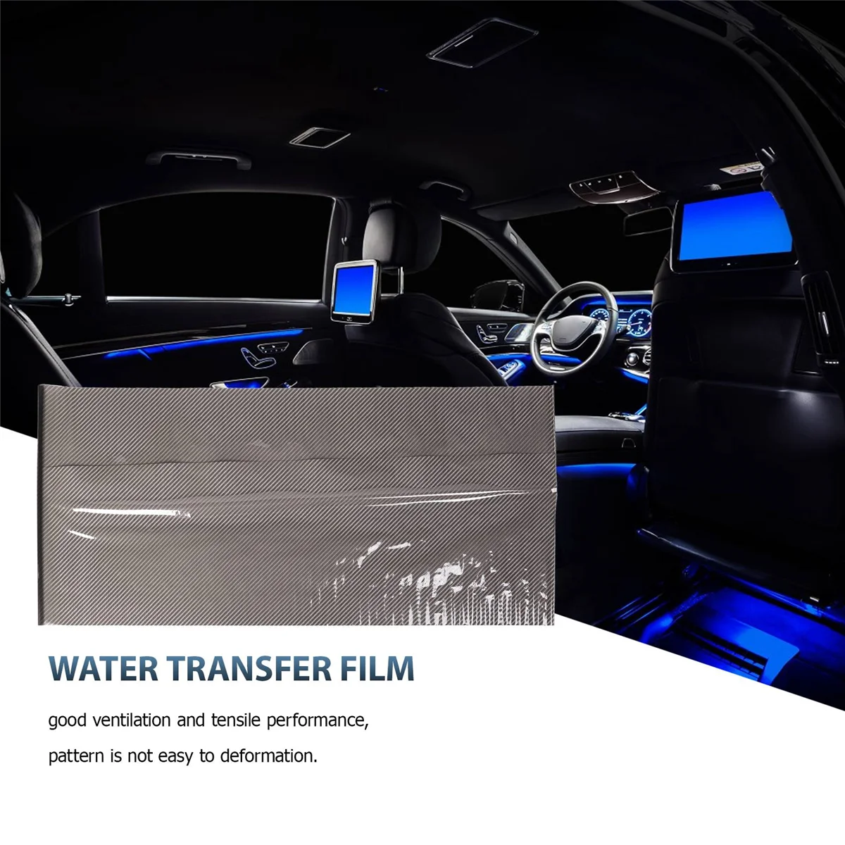 0.5x2M Black Carbon Fiber Print Water Transfer Dipping Hydrographics Hydro Film