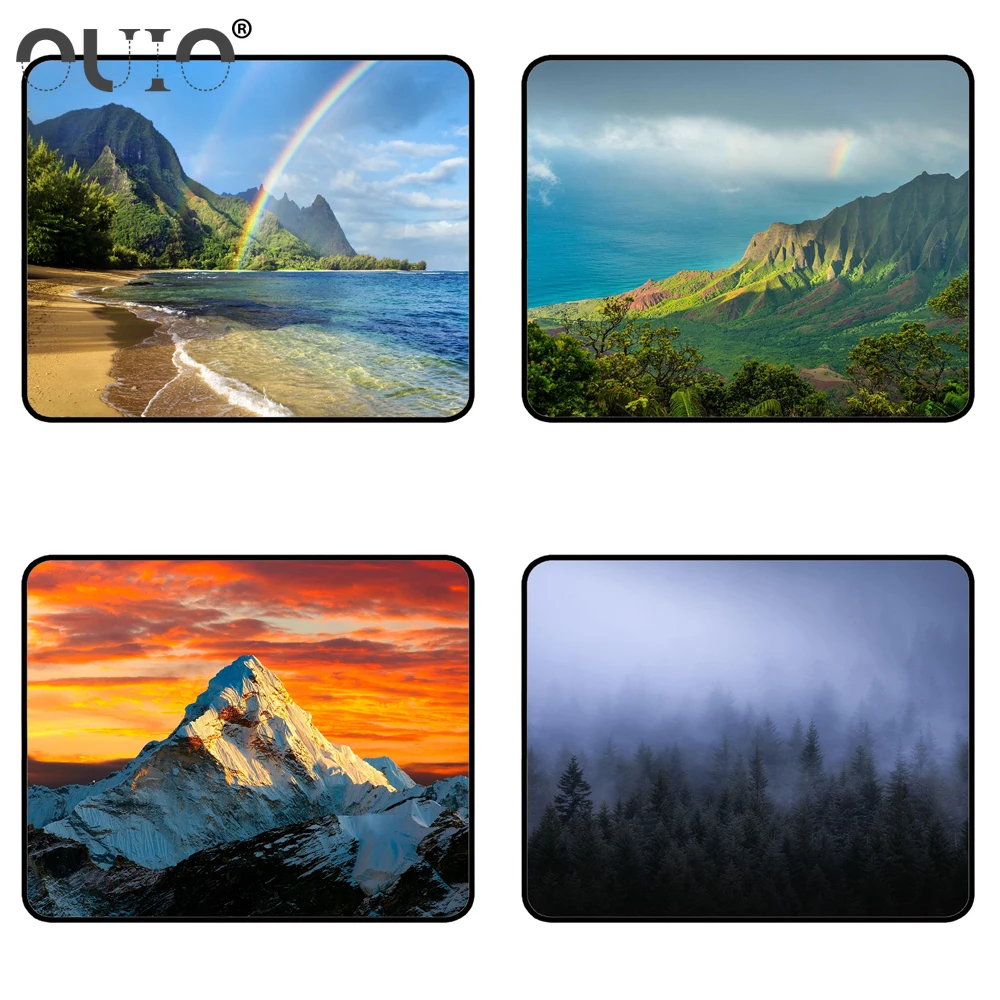 

OUIO Landscape Mouse Pad Gamer Play Mats Rubber Mountain Small Mousepad Gaming Padmouse Gamer To Laptop Keyboard Desk Pad Mat