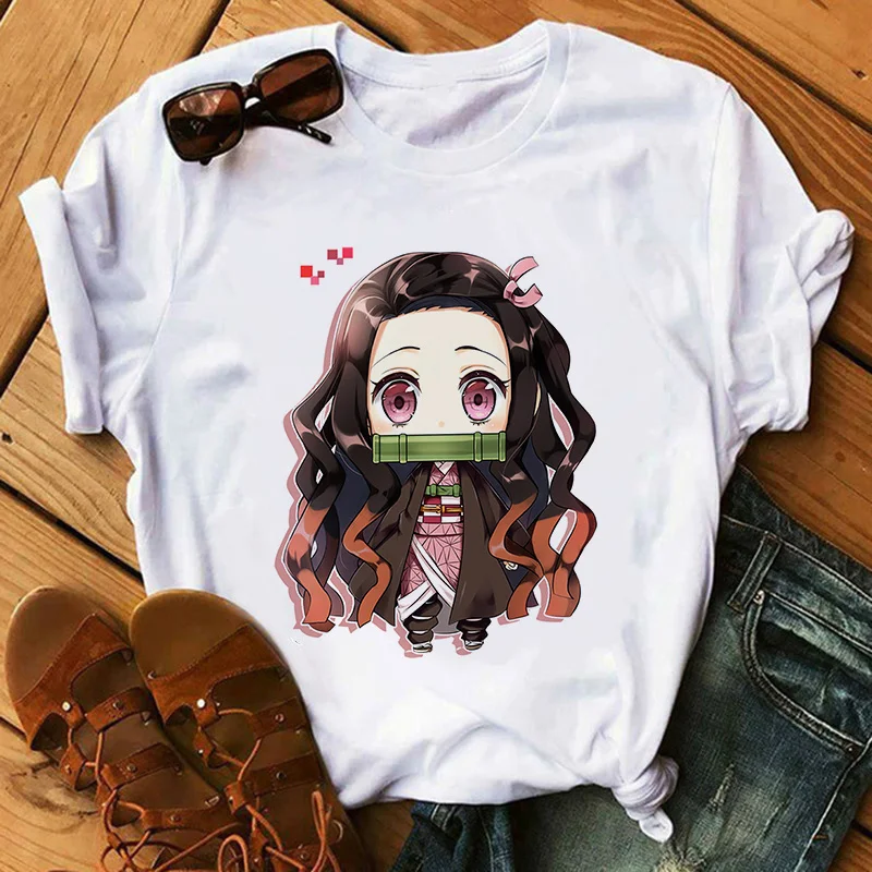 Футболка Kimetsu No Yaiba Kamado Nezuko женская с графическим принтом белая футболка в стиле