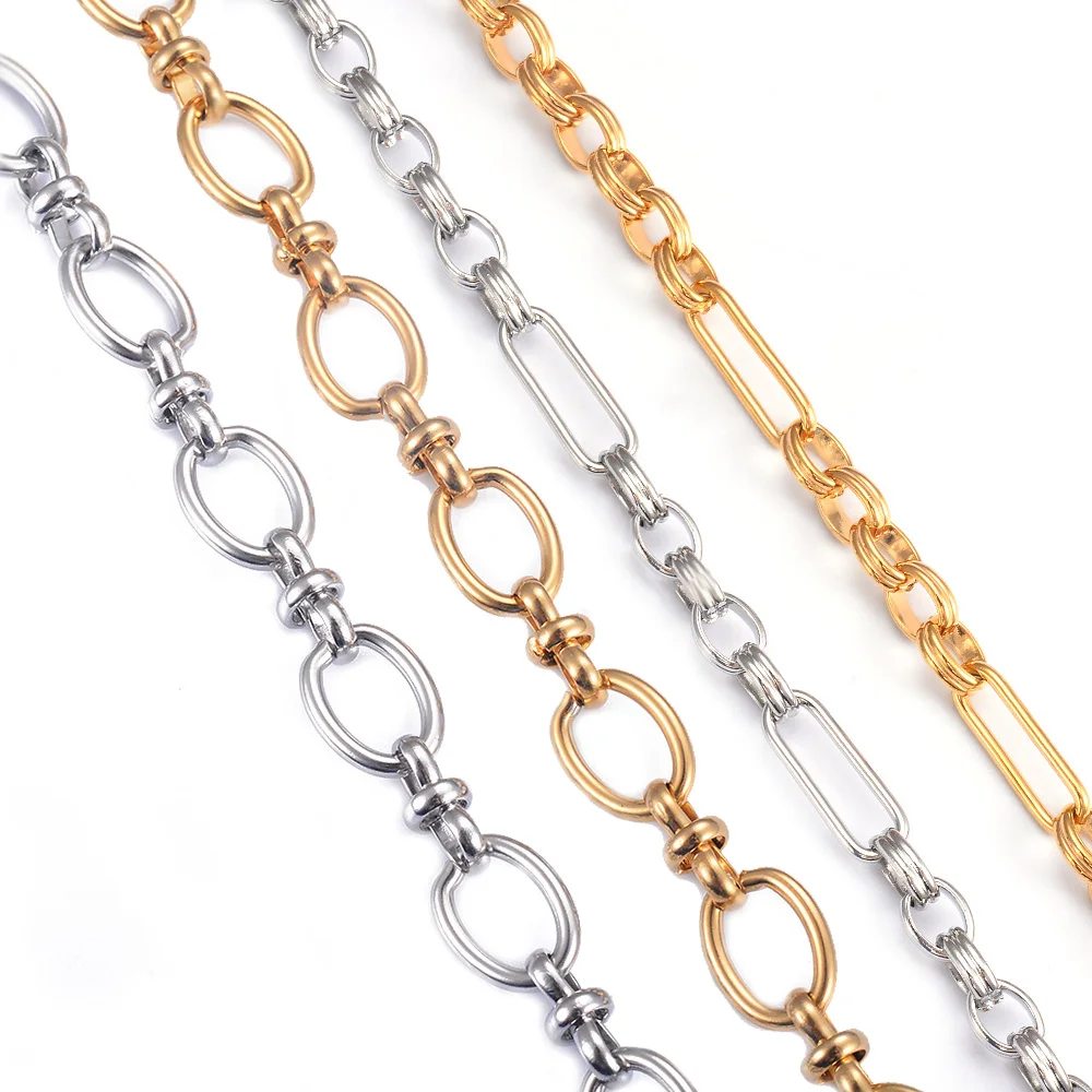 

1 Piece 16-32 Inch Stainless Steel Oval Chain O Ring Chain Punk Necklace Bracelet For Women Mens Jewelry Dropshipping