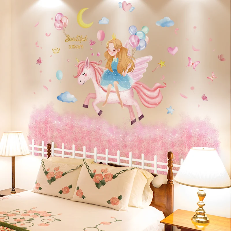 

Cartoon Girl Wall Stickers DIY Chaotic Grass Plant Mural Decals for Kids Rooms Baby Bedroom Kindergarten Nursery Home Decoration