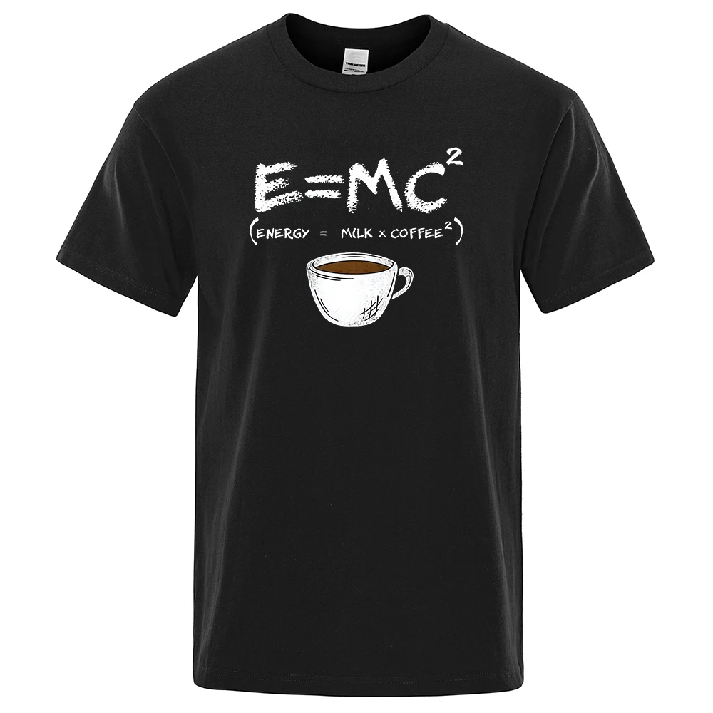 

Energy=Milk+Coffee Printing Men Tshirt Casual Breathable Tshirts Funny Cotton Loose Tees Shirts Vogue Oversized T-Shirts Man