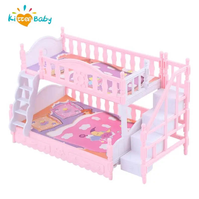 

BJD Doll Children Play House For Doll Accessories Simulation European Furniture Princess Double Bed With Stairs Toys