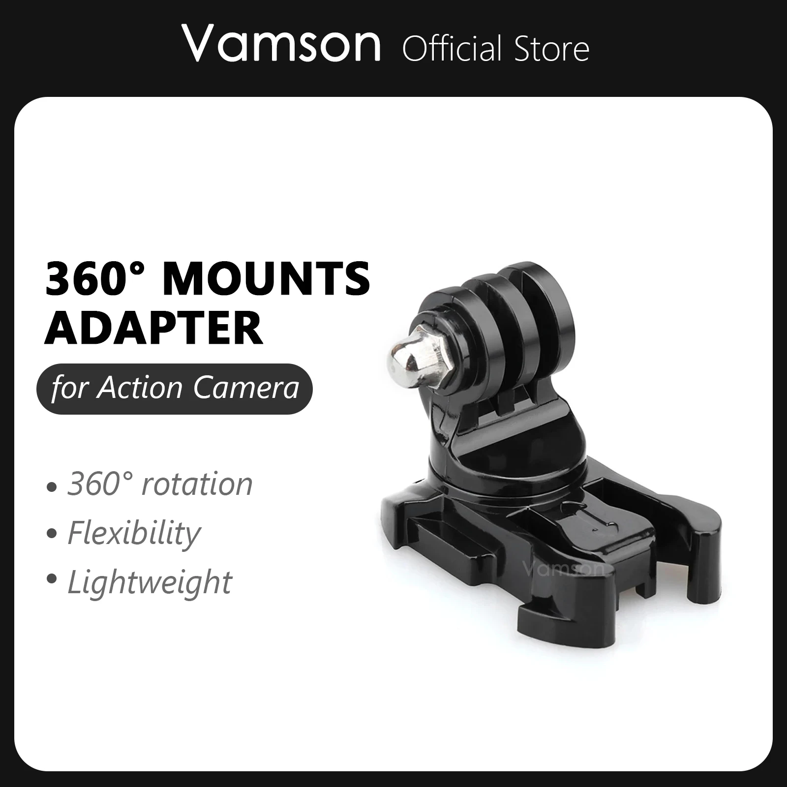 

Vamson Rotate Quick Release Buckle Vertical Surface for yi 4K for Gopro 8 7 6 5 360 Degree Mounts Adapter for Sjcam VP110
