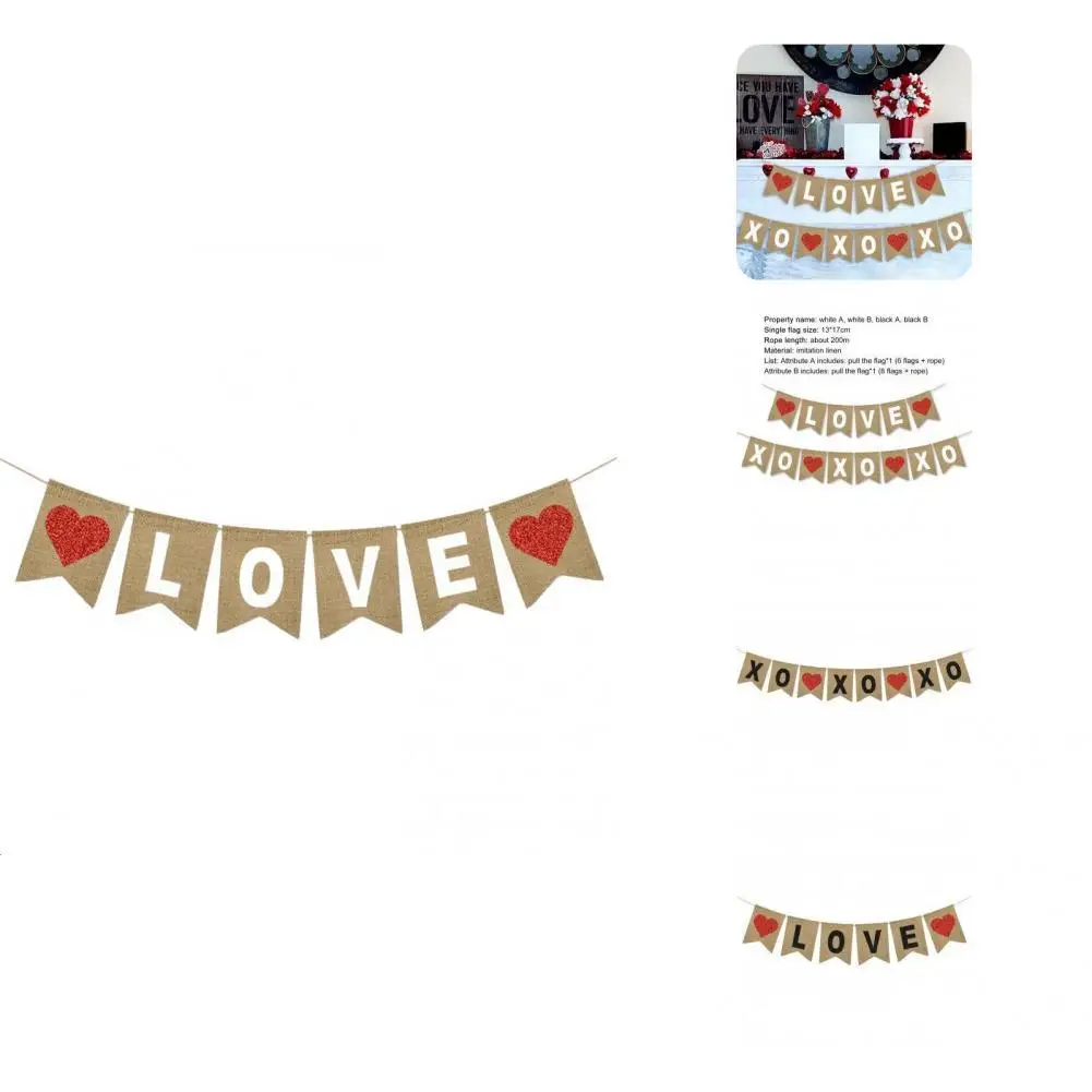 

Изысканный подвесной баннер, многофункциональный легкий подвесной флаг с надписью LOVE, флаг с красными блестками в форме сердца