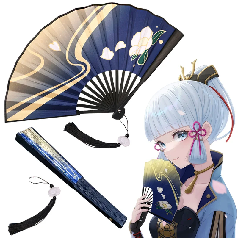 

Genshin Impact Fan Kamisato Ayaka Cosplay Prop Folding Fan Hand Two Sided Decor Paper Halloween Cosplay Costume Prop for Women