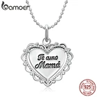 Женское Ожерелье с кулоном в виде сердца BAMOER, 100% Стерлинговое Серебро 925 пробы, ожерелье из бисера, хорошее ювелирное изделие, подарок на день матери